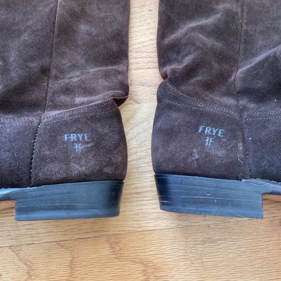 Frye Women’s Size 6.5 Bari Boots- Tall Slouchy Brown Suede Leather - Picture 4 of 14